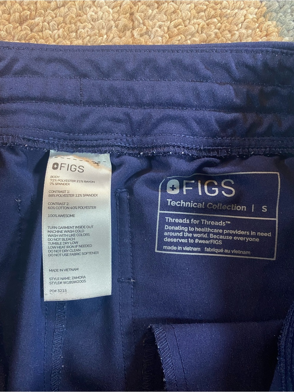 FIgs Navy Blue Zamora Scrub Jogger Small Bottom Pants Professional Medical - Picture 4 of 5
